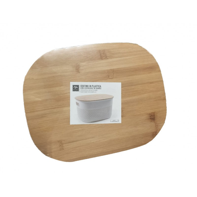 Cestino plastica con coperchio bamboo