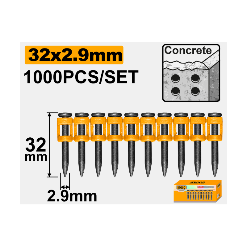 Set 1000pz Chiodi in Acciaio 32X2,9mm