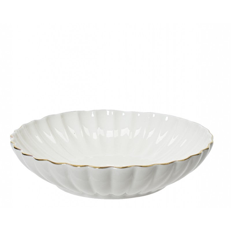 Ciotola in porcellana bianca con bordo oro