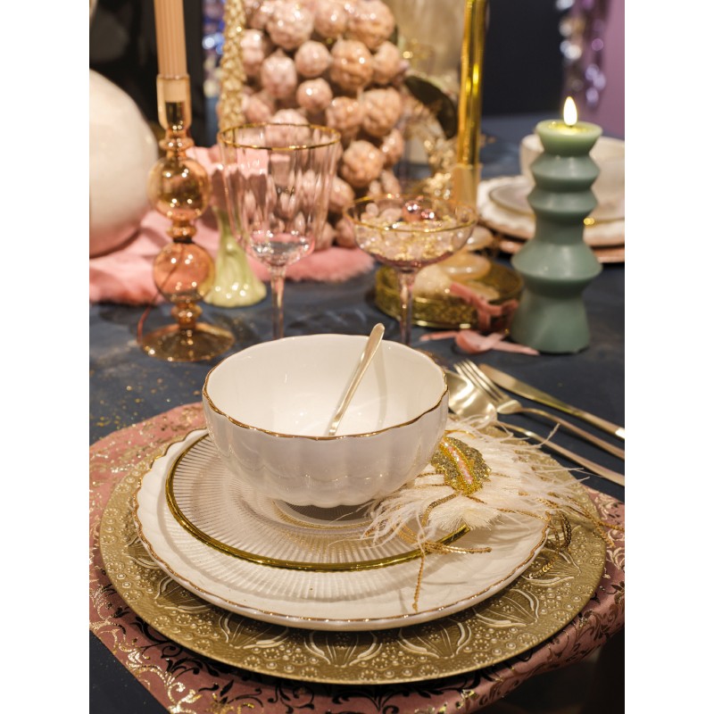 Ciotola in porcellana bianca con bordo oro