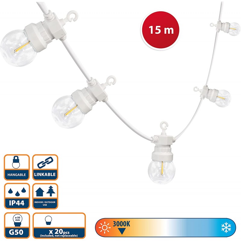 Catena luminosa 20 Bulbi luce calda