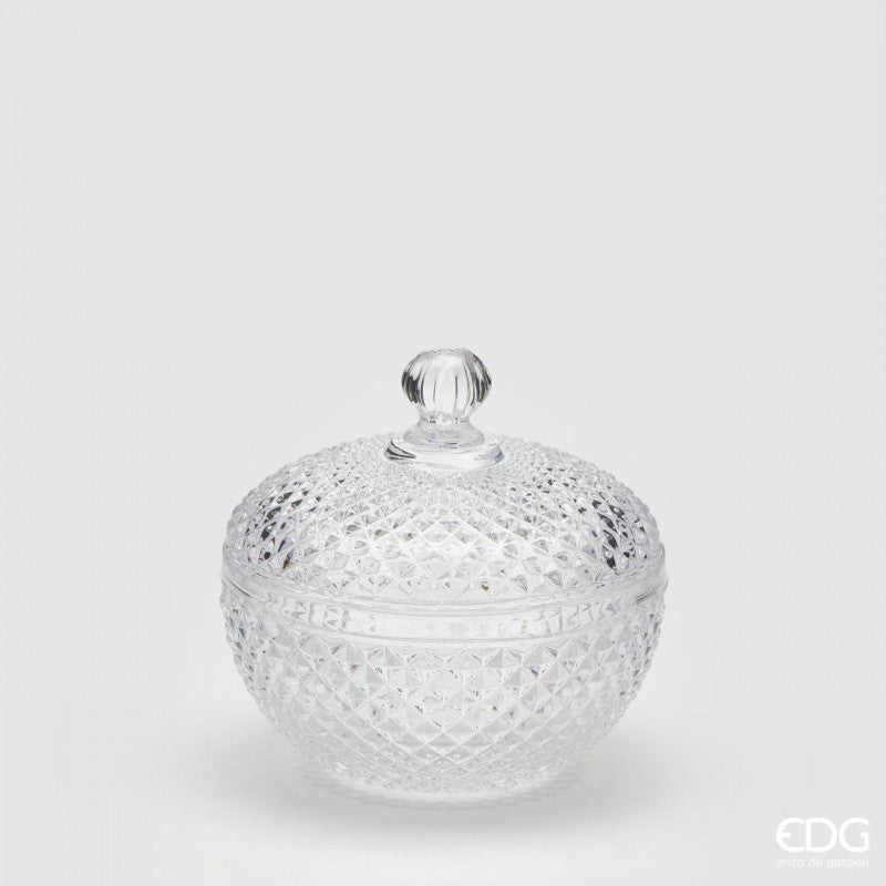 Contenitore rotondo con trama a rombi