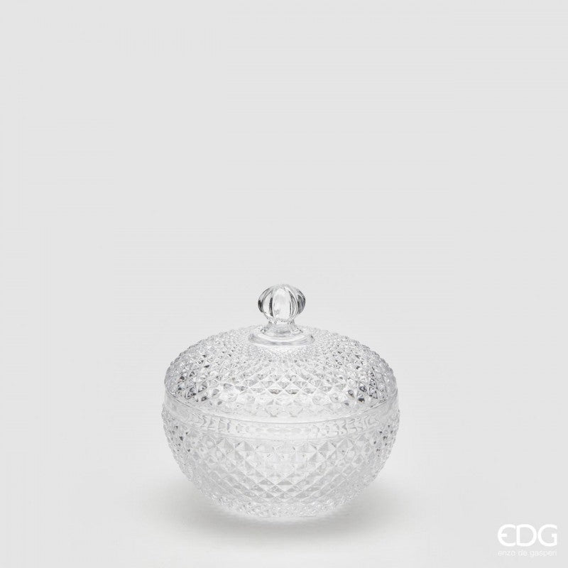 Contenitore rotondo con trama a rombi