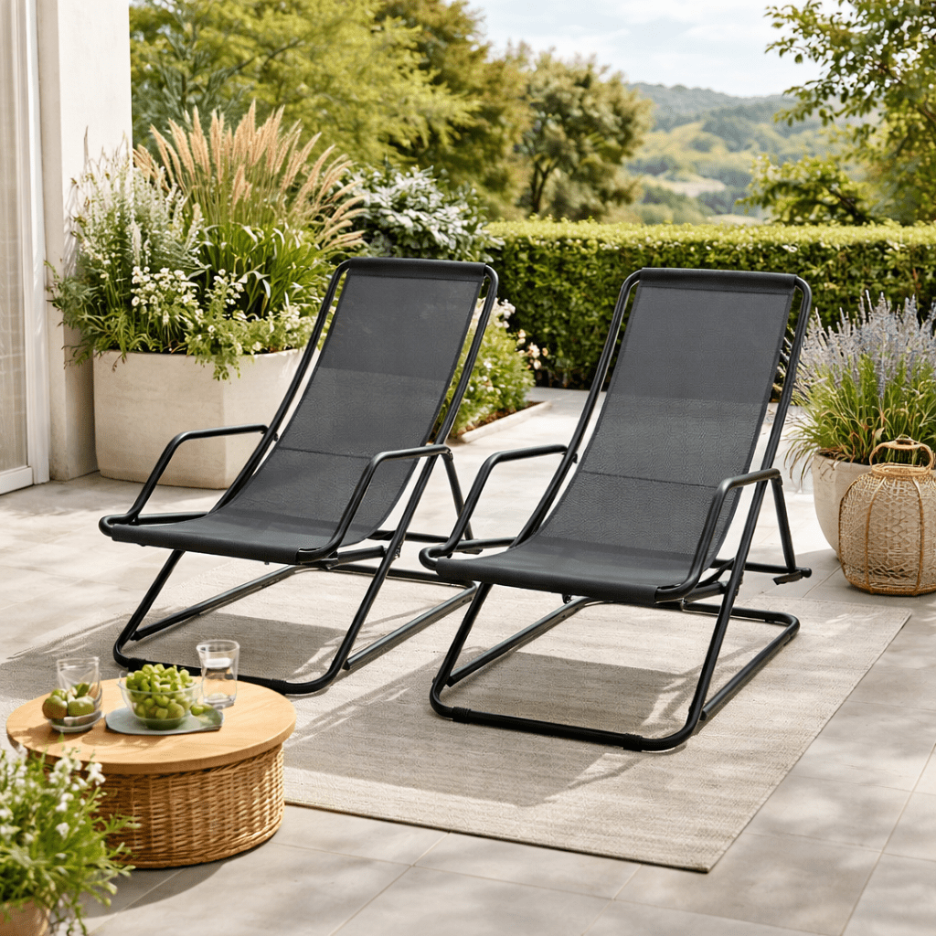 Coppia Sdraio Pieghevoli Gladys in acciaio e textilene Xone - Perrone Shop