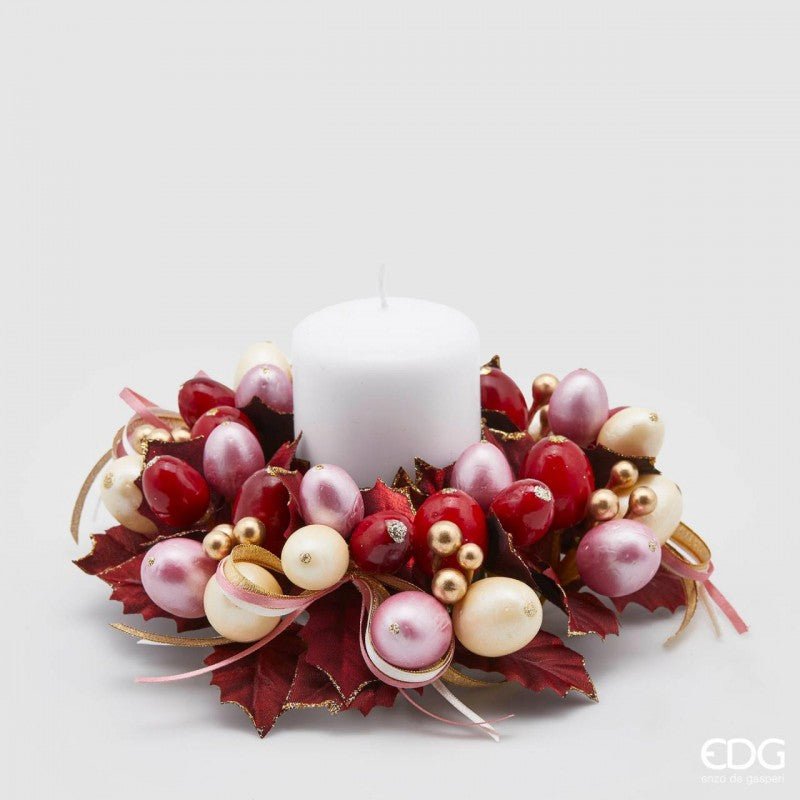 Corona Agrifoglio con Bacche Pinkcream | Enzo De Gasperi - Perrone Shop