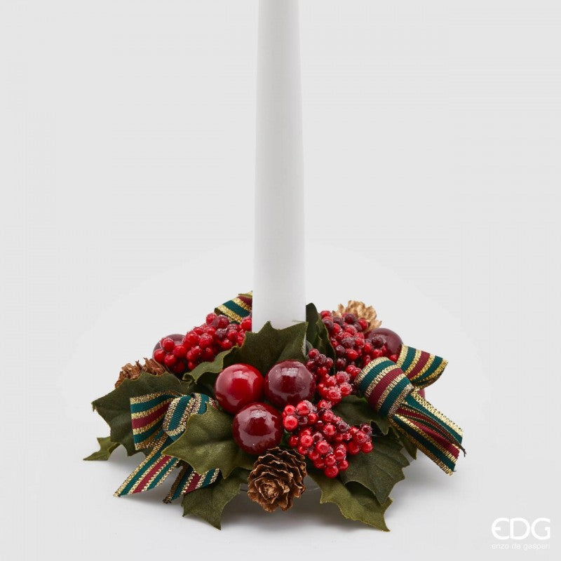 Corona Agrifoglio artificiale con nastro 14⌀ cm EDG