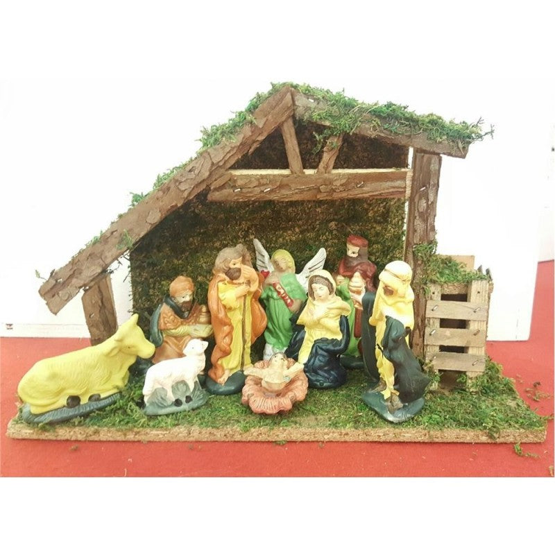 Corona dietroporta natalizia in legno decapato bianco