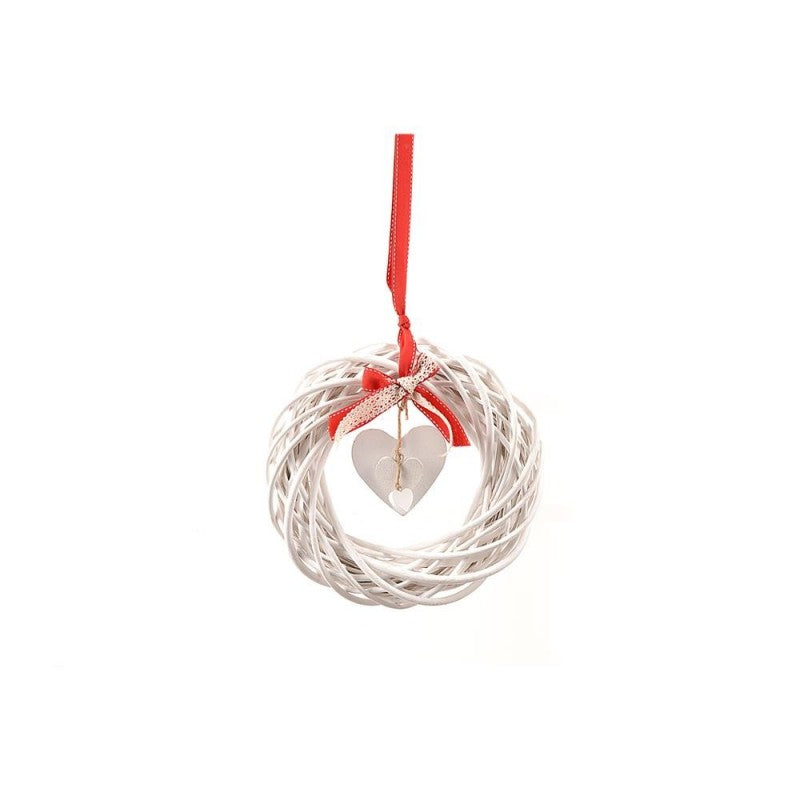 Corona dietroporta natalizia in legno decapato bianco