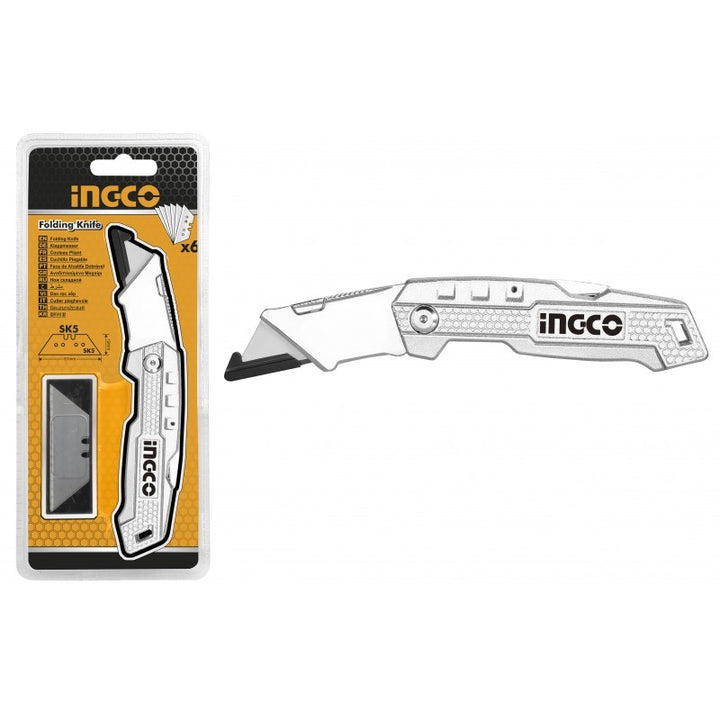 Cutter pieghevole Ingco 19x61 mm con 5 lame