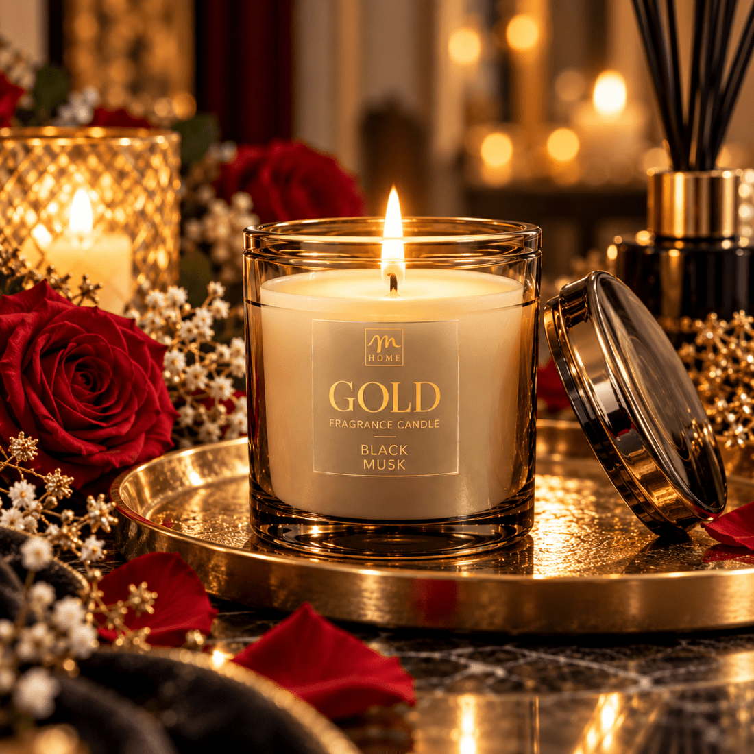 Candela Profumata Black Musk Mercury Gold 195 g - Perrone Shop