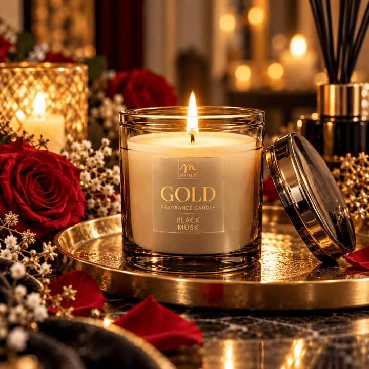 Candela Profumata Black Musk Mercury Gold 195 g - Perrone Shop