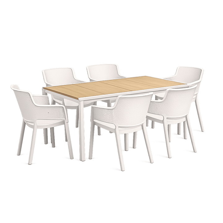 Set tavolo Porto Bianco + 6 poltrone Elisa Bianche | KETER - Perrone Shop
