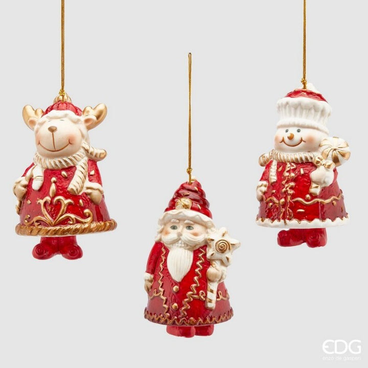Decorazioni natalizie Babbo Natale, renna e pupazzo di neve (set 3 pz) | EDG