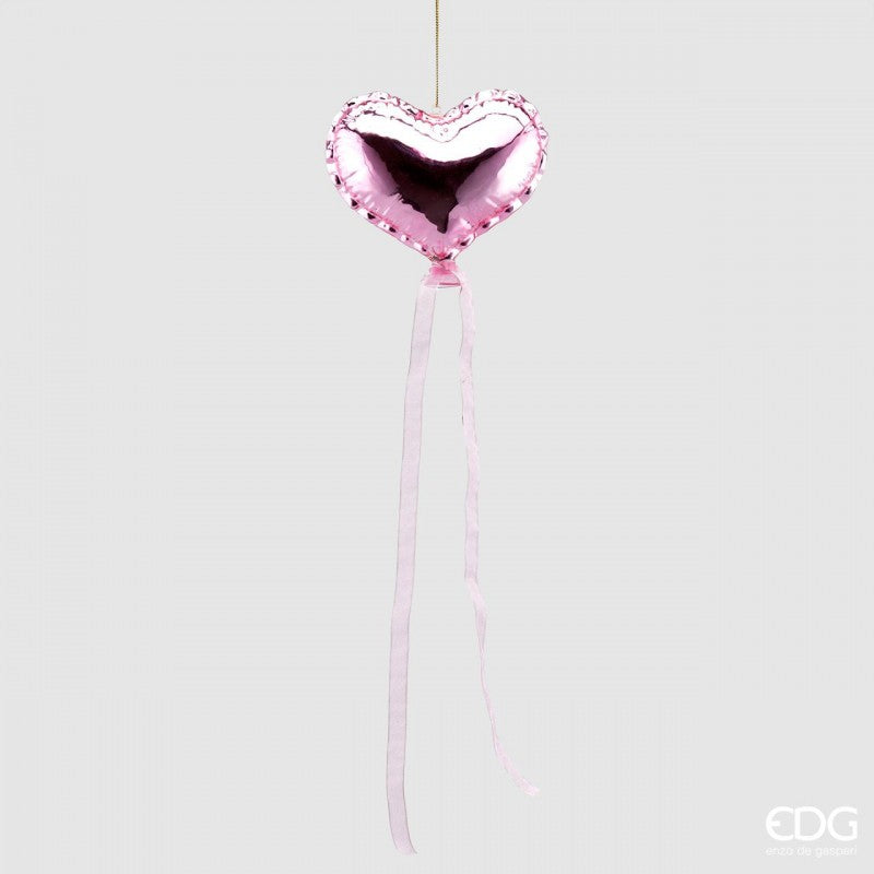 Decorazioni natalizie cuore oro e cuore rosa con nastri (set 2 pz) | EDG