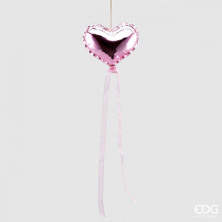 Decorazioni natalizie cuore oro e cuore rosa con nastri (set 2 pz) | EDG