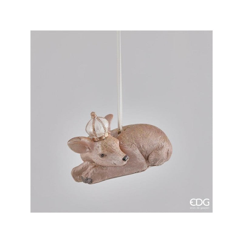 Decorazione cerbiatto poly con corona h5 hazelnu