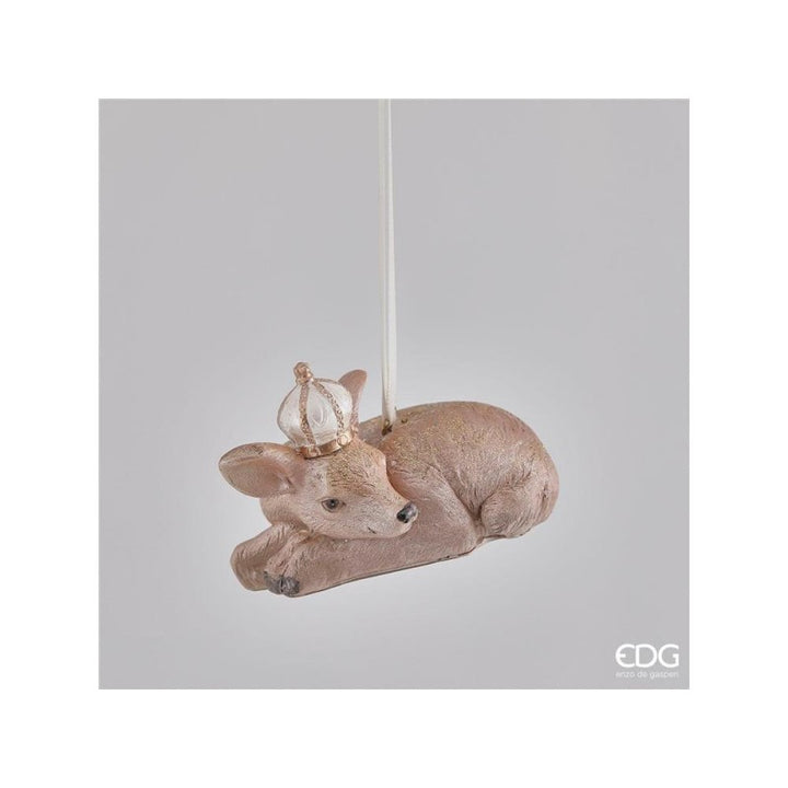 Decorazione cerbiatto poly con corona h5 hazelnu