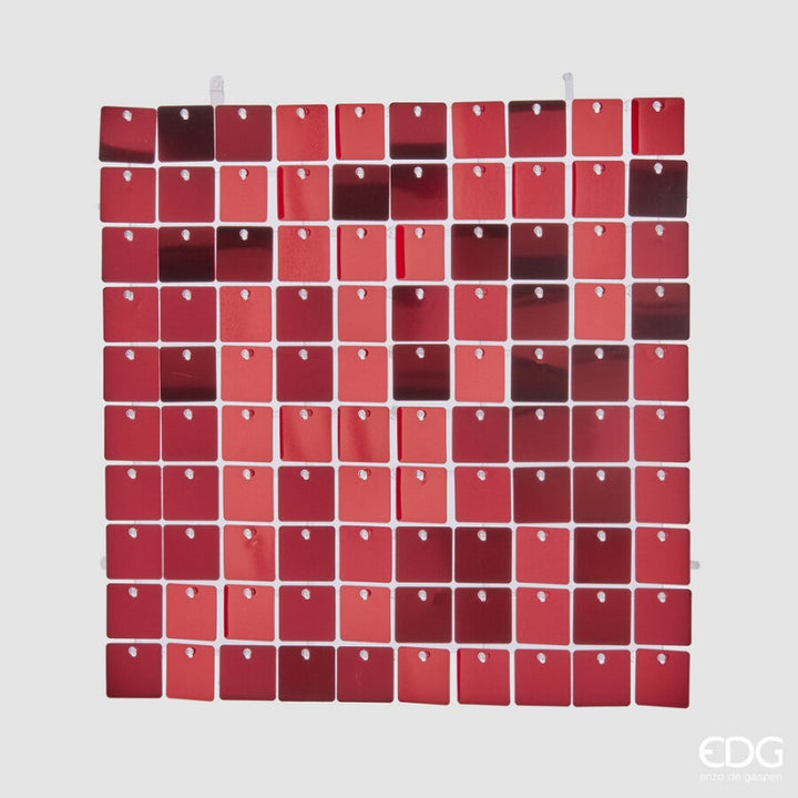 Decorazione natalizia a tenda quadrata con glitter bordeaux | EDG