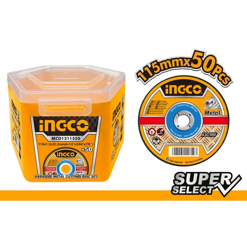Disco da taglio per metallo Ingco 115x1,2 mm 50pz