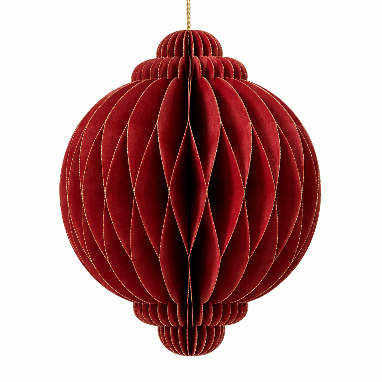 Sfera Natalizia in Carta Rossa Ø 11,5 x H 15 cm | Kaemingk