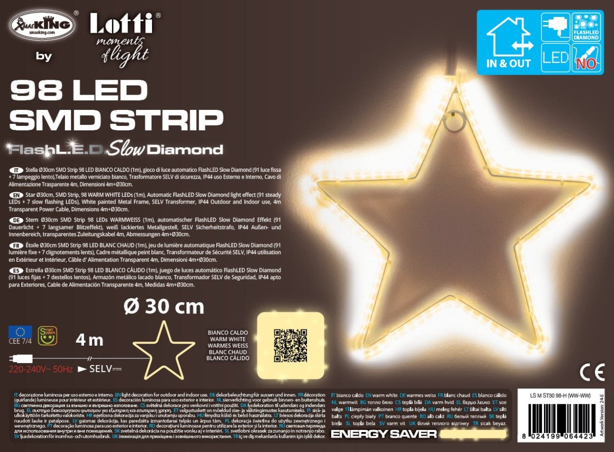 Stella Luminosa LED Ø30 cm Bianco Caldo – Effetto FlashLED - Perrone Shop