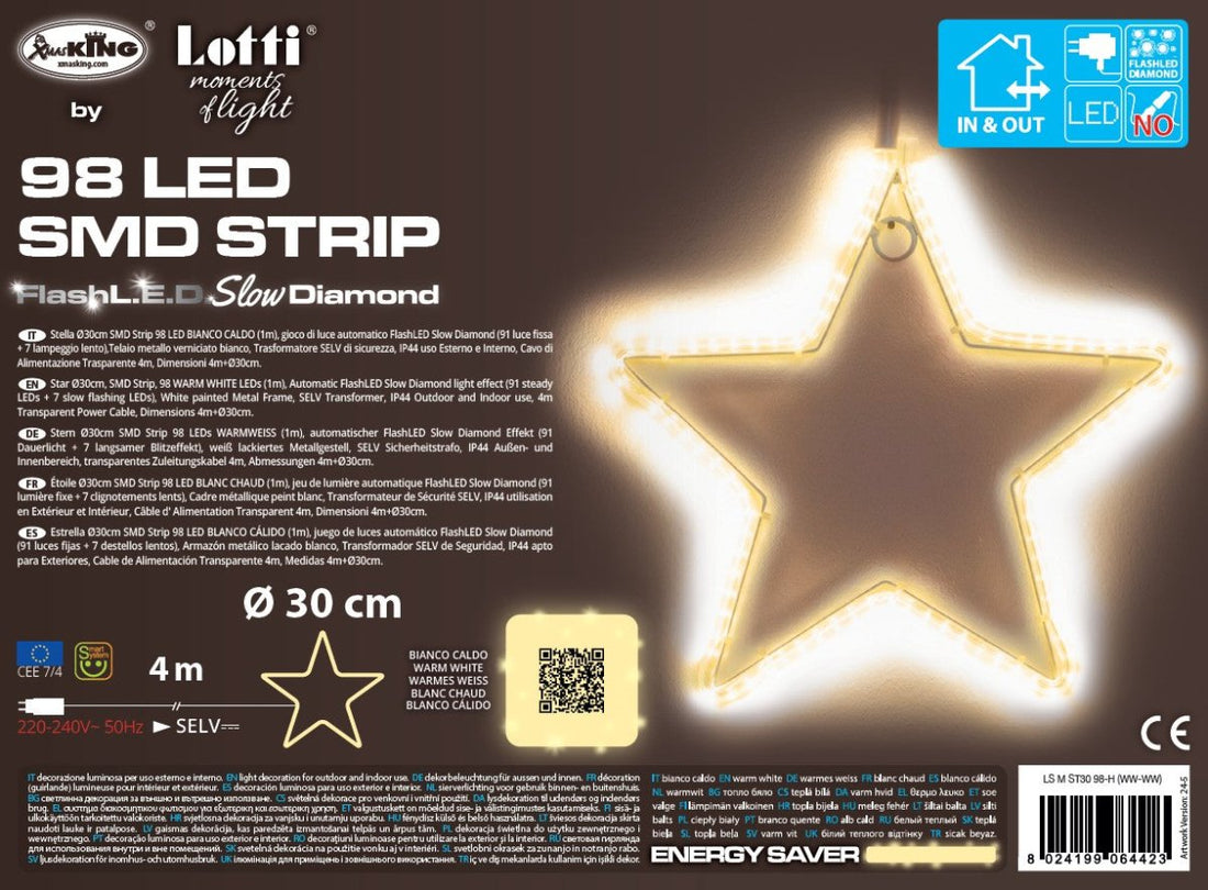 Stella Luminosa LED Ø30 cm Bianco Caldo – Effetto FlashLED - Perrone Shop