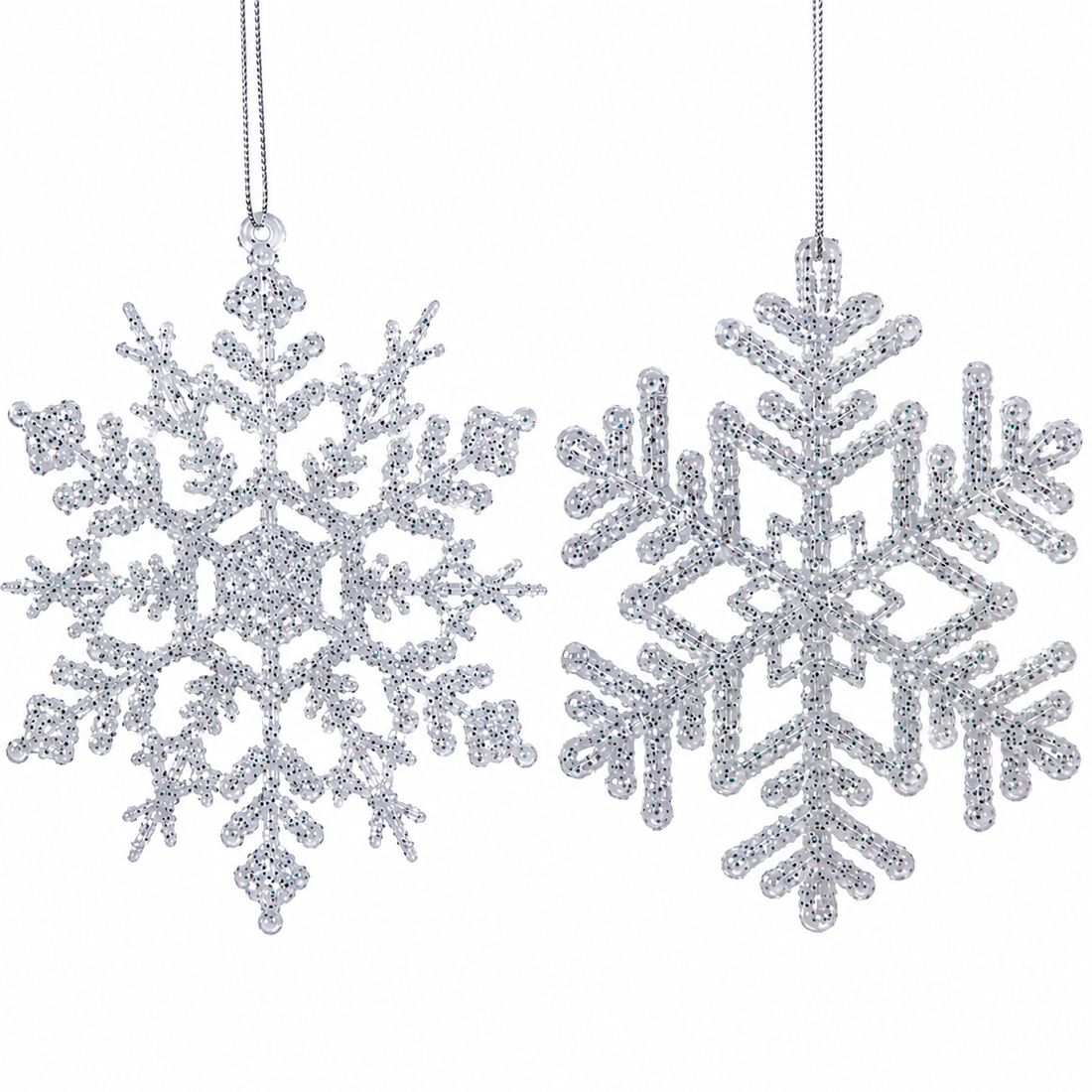 Fiocco di Neve Glitter Acrilico H.12 cm Trasparente/Silver | Kaemingk