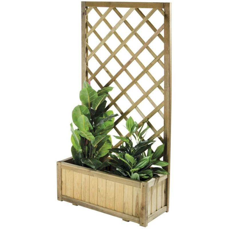 Fioriera con grigliato in legno impregnato 75x3x180h cm Verdelook