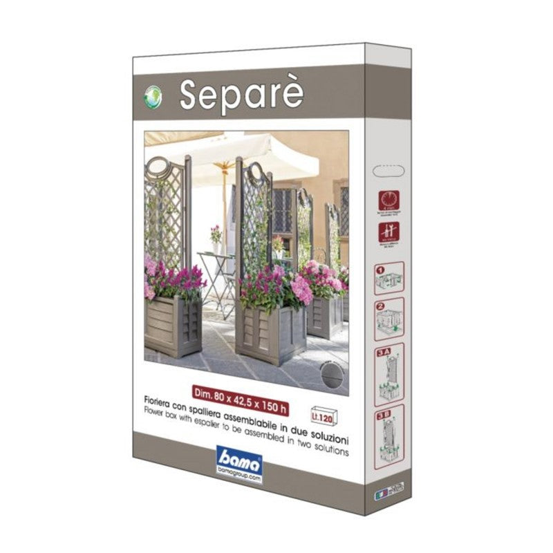 Fioriera con grigliato in plastica 80x42,5x150h cm Bama