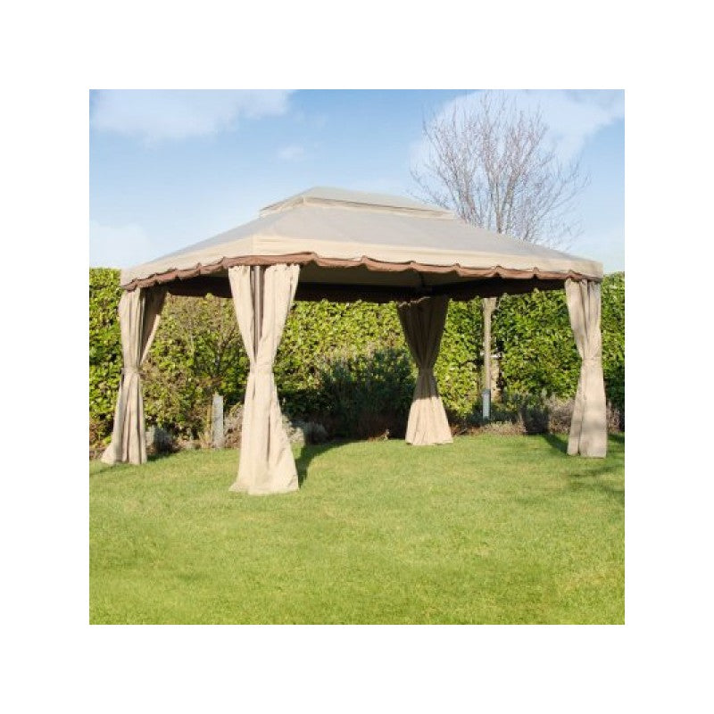 Gazebo da giardino Roma con tende laterali 3x4m