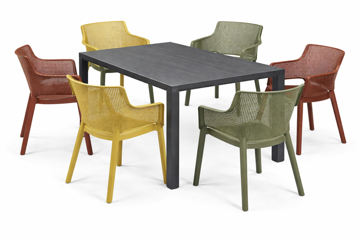 Set Tavolo Julie Grafite + 6 Sedie Elisa Colorate