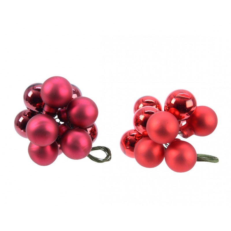 Grappolo Palline di Natale in vetro lucido e opaco