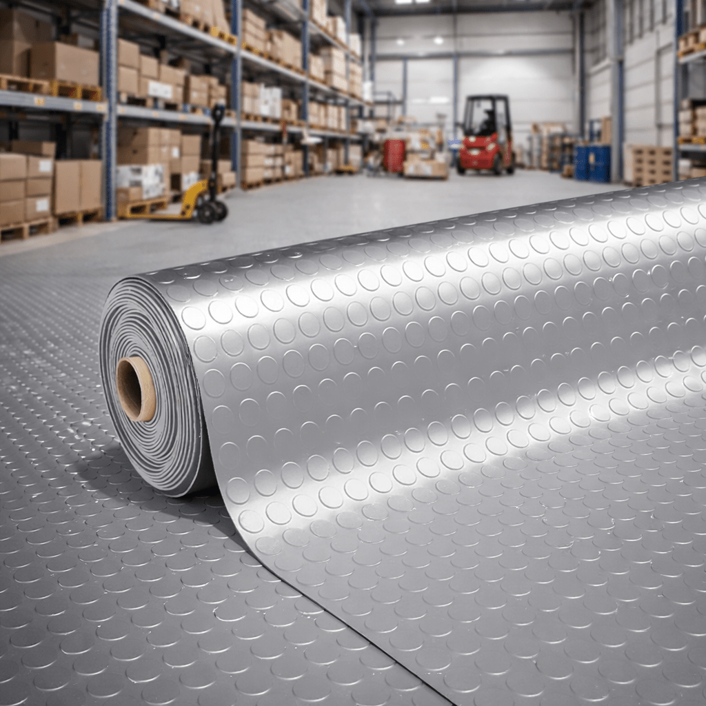 Pavimento bullonato antiscivolo in PVC grigio chiaro - Perrone Shop