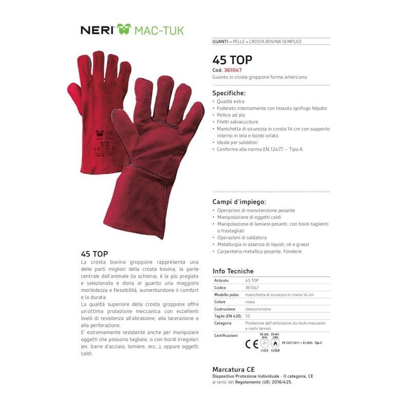 Guanti in crosta groppone forma americana taglia 10 - Perrone Shop