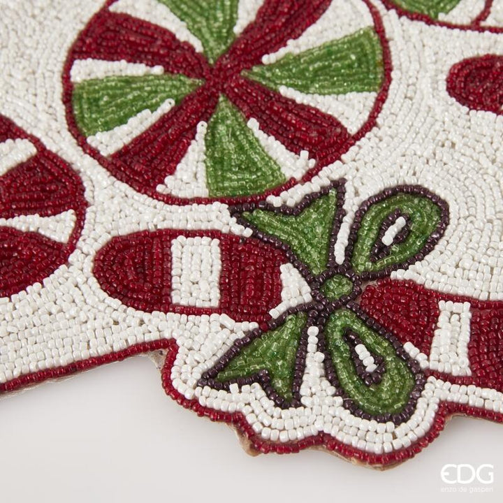 Runner Candy Cane con perle Bianco e Rosso