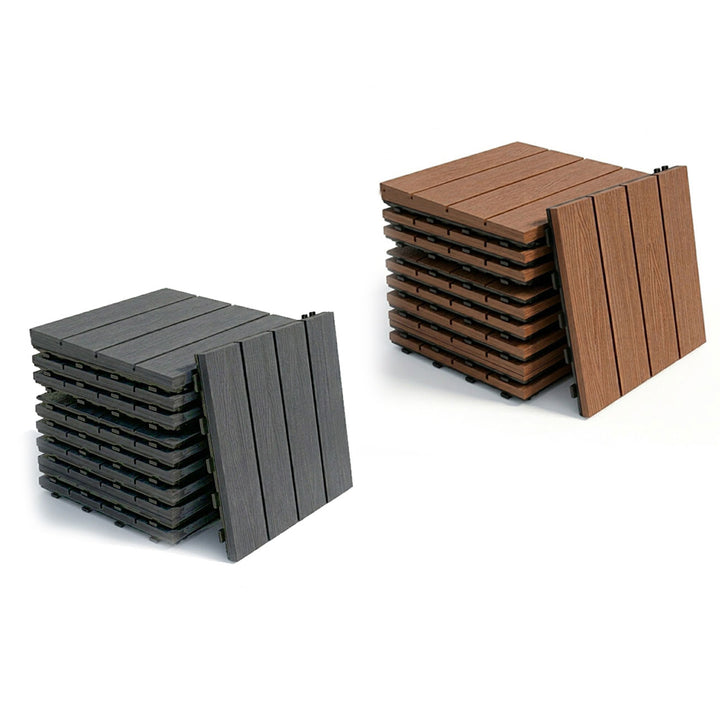 Set Piastrelle WPC a incastro click da esterno effetto legno 30x30 cm - 9 pezzi
