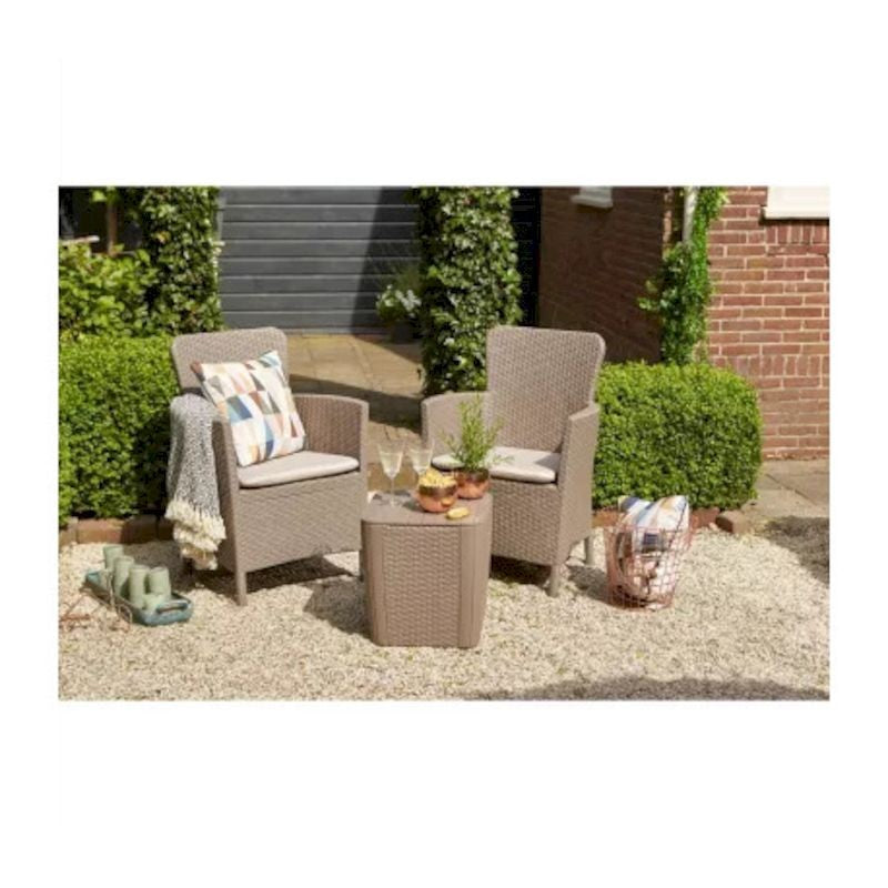 Set da giardino con cuscini cappuccino Iowa Balcony Keter