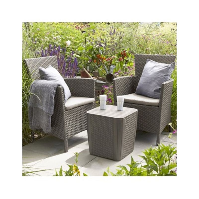 Set da giardino con cuscini cappuccino Iowa Balcony Keter