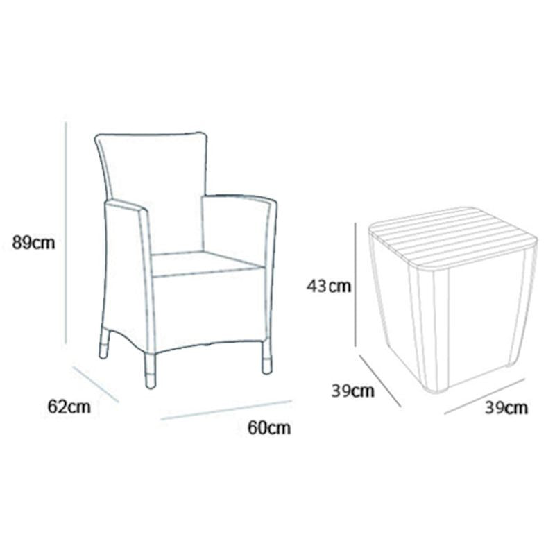 Set da giardino con cuscini grafite Iowa Balcony Keter