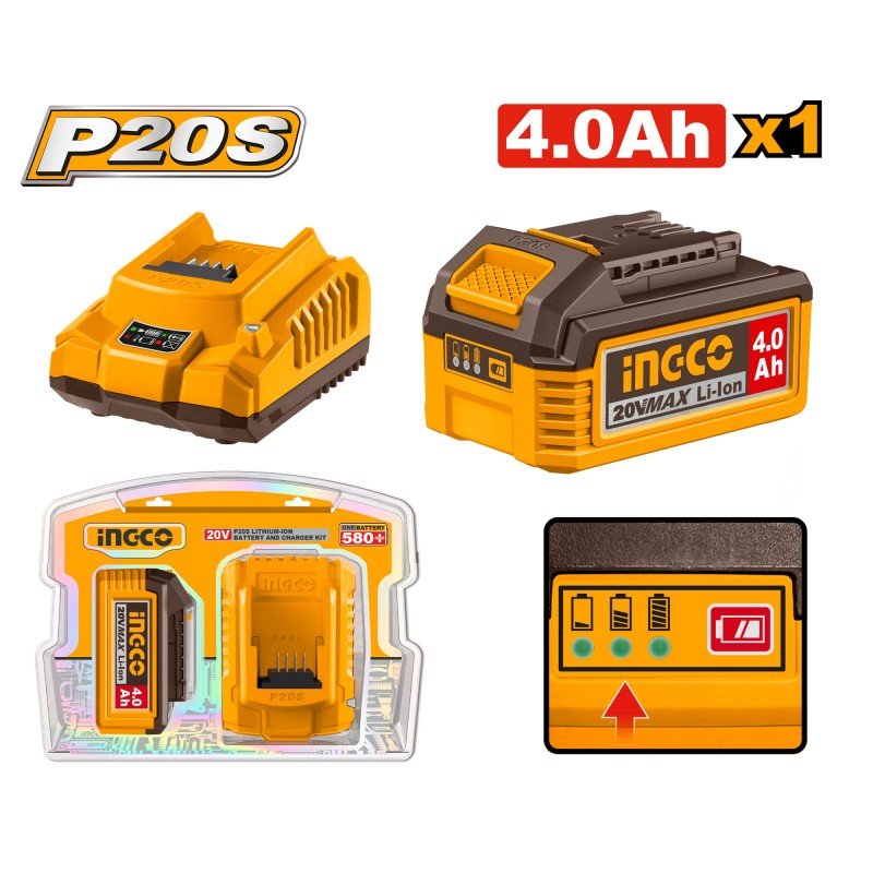 Kit Batteria 20V 4.0Ah + Caricabatteria 2A - Perrone Shop