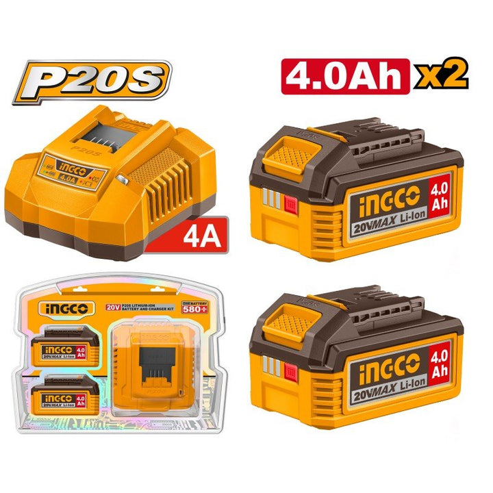 Kit Caricabatteria 20V 4A + 2 Batterie 4.0Ah - Perrone Shop