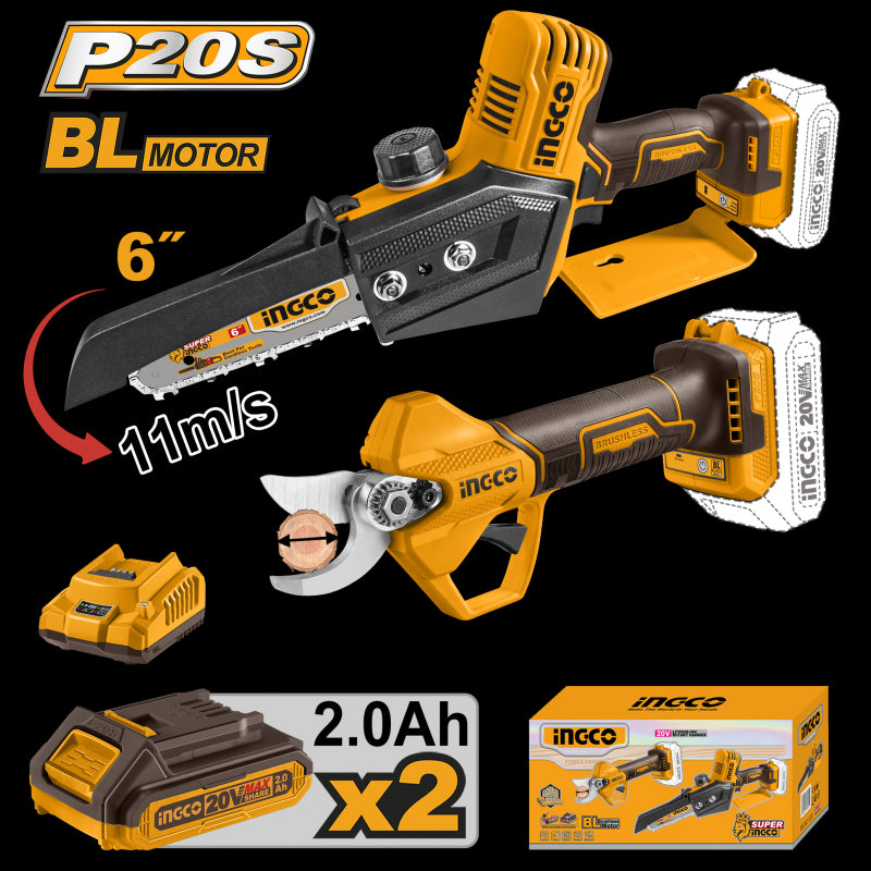 Kit Mini Elettrosega Cgsli2068+ Forbici Da Pota Cssli20258