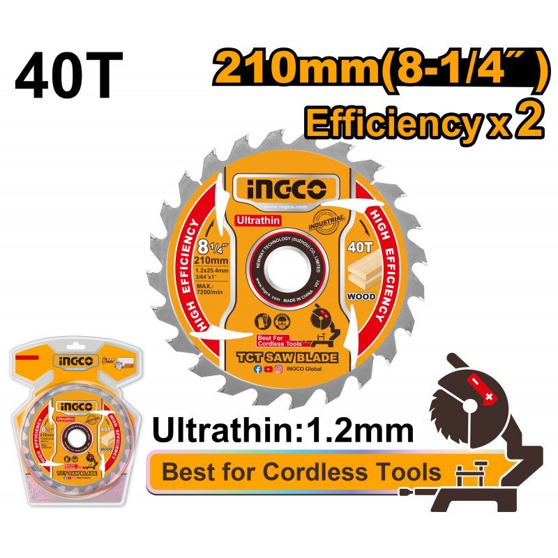 Lama TCT 210 mm per Troncatrice CMSLI20212E | INGCO - Perrone Shop