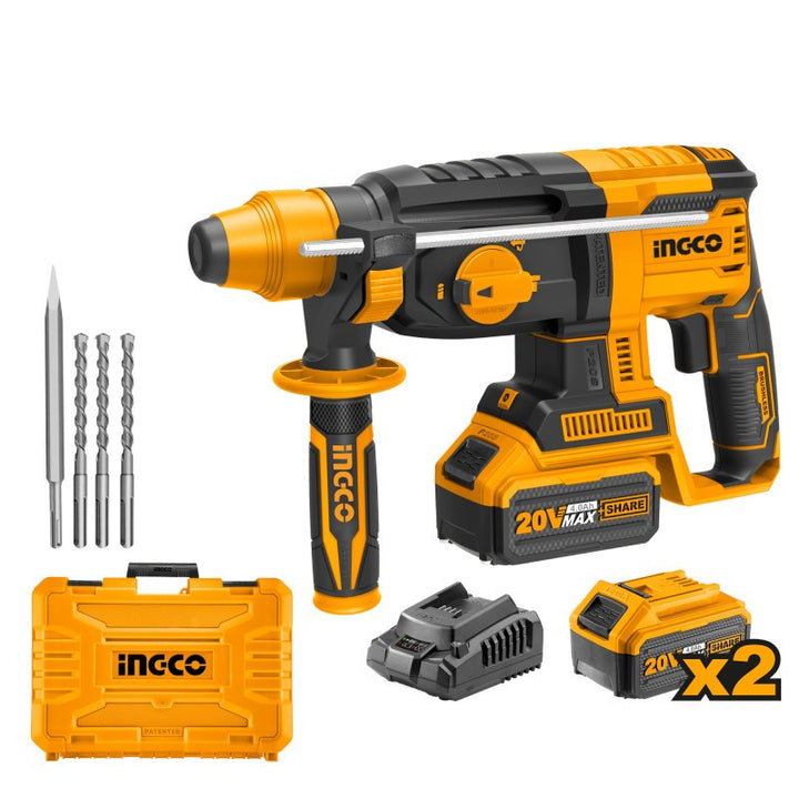 Martello Demolitore Batteria 20v Brushless+2 Batt+caricab+4 Punte