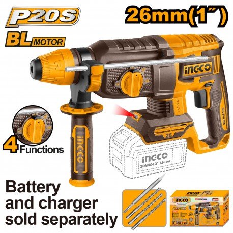 Martello demolitore brushless 20v 26mm 4 funzioni nudo | INGCO - Perrone Shop