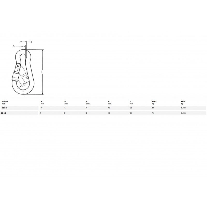 Moschettone con ghiera zincato