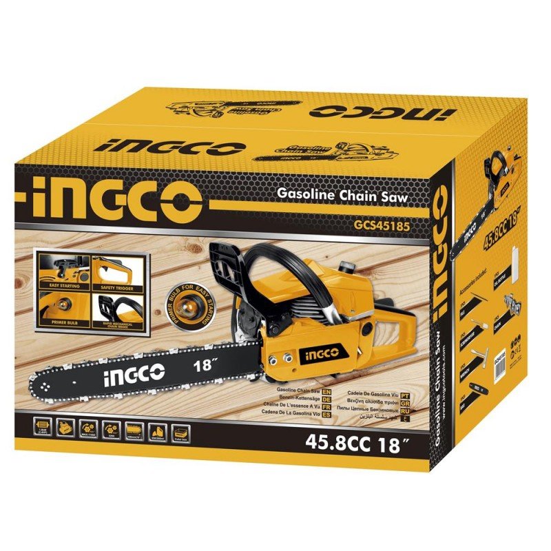 Motosega a scoppio INGCO 45,8 cc 1,8 kW barra 45 cm (18") - Perrone Shop