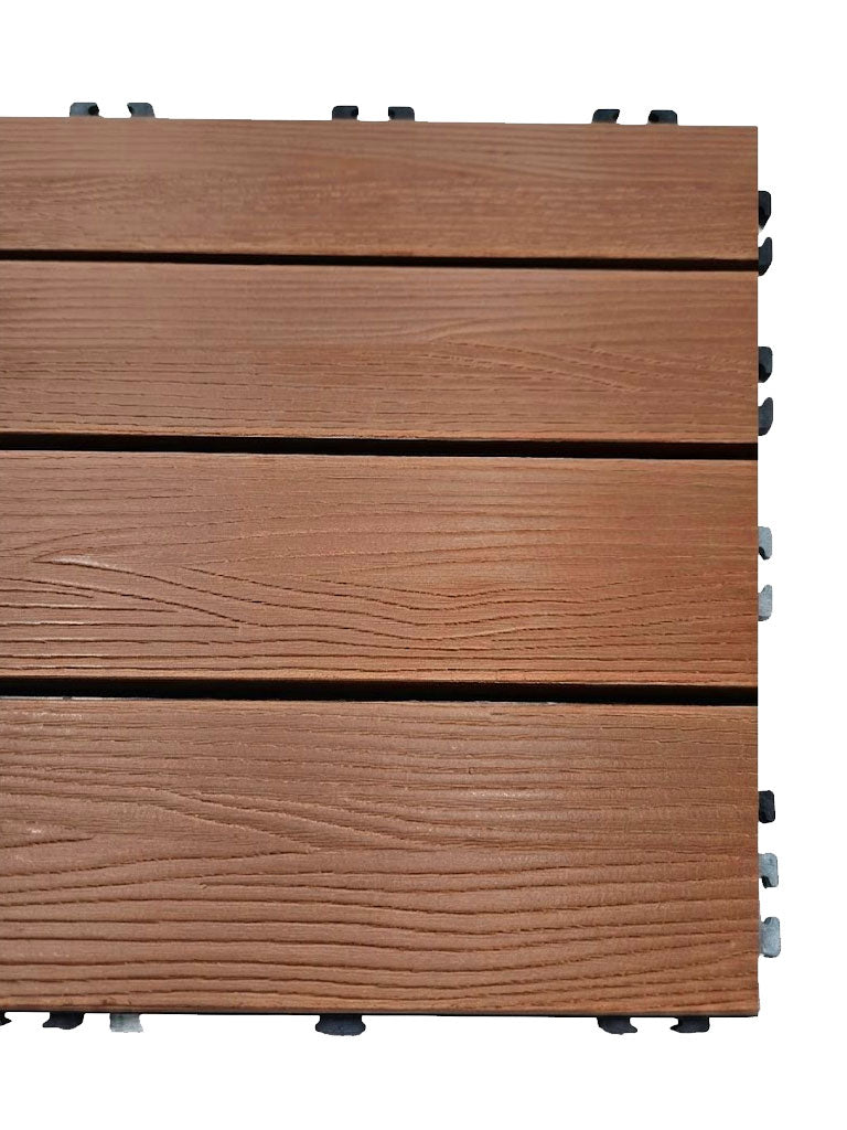 Set Piastrelle WPC a incastro click da esterno effetto legno 30x60 cm - 6 pezzi