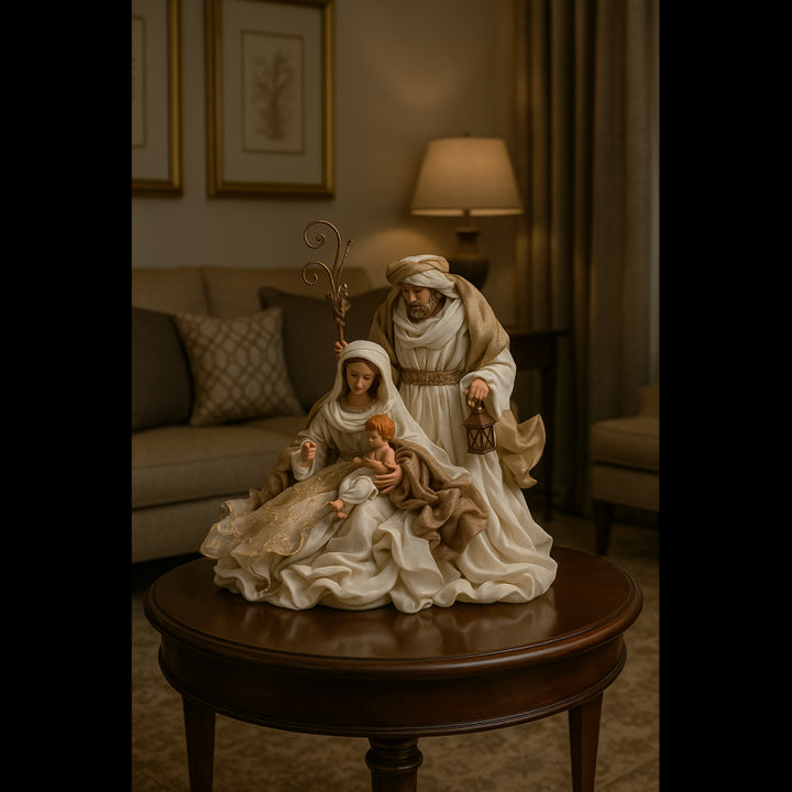 Natività  Con Base e Lanterna H36 Avorio/Oro | EDG