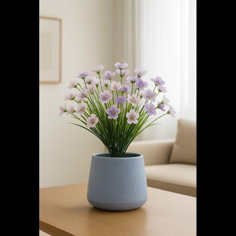 Fiori artificiali Nemophila Cespuglio Bianco/Lilla | EDG - Perrone Shop